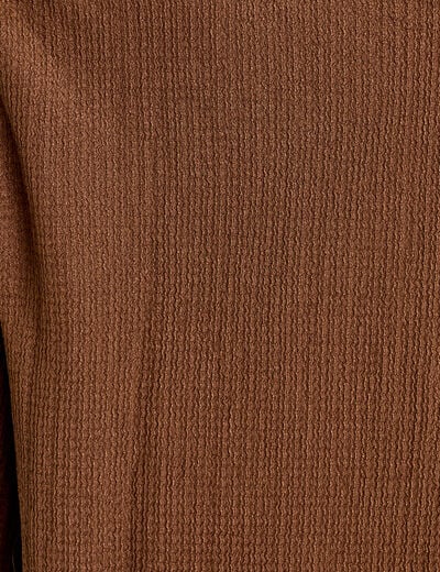 Blouse droite manches longues pliss&eacute;e marron femme