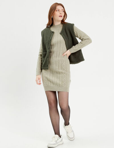 Robe pull ajustée torsades vert pastel femme