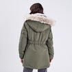 Parka droite avec capuche vert kaki femme