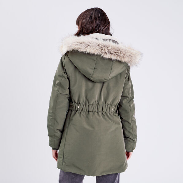 parka droite avec capuche vert kaki femme Parka droite avec capuche vert kaki femme