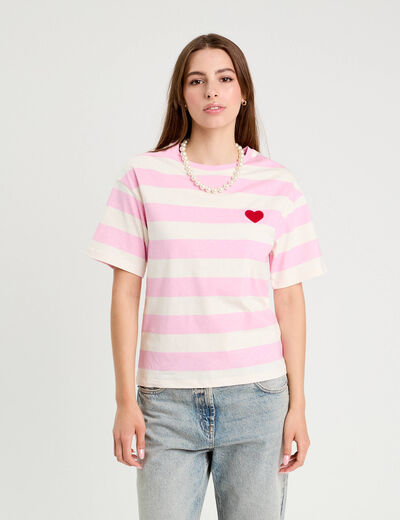 T-shirt manches courtes rose clair femme