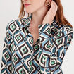 Chemise satin manches longues bleu femme