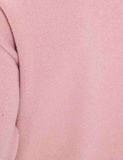 Pull fin col rond manches longues rose poudr&eacute;e femme