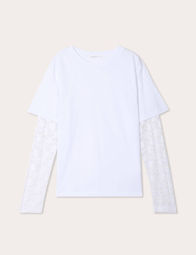 T-shirt oversize 2-en-1 blanc femme