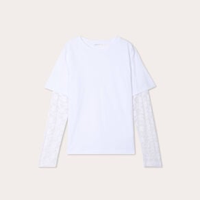 t shirt oversize 2 en 1 blanc femme T-shirt oversize 2-en-1 blanc femme