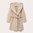 Manteau ceintur&eacute; &agrave; capuche beige femme