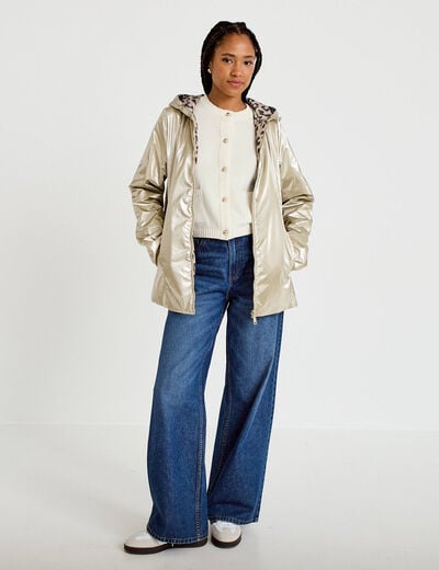 Parka r&eacute;versible &agrave; capuche couleur or femme