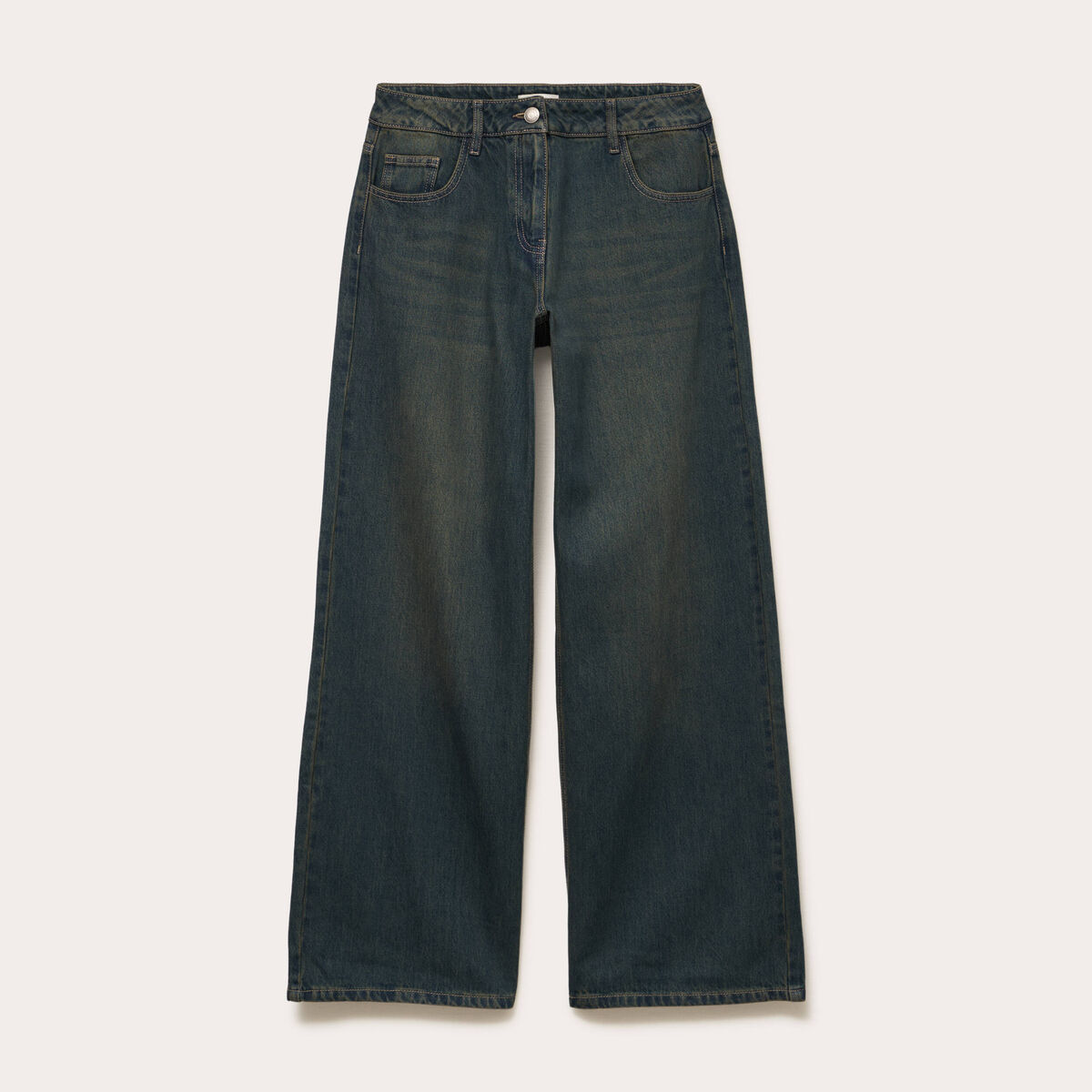 Jean wide leg taille standard bleu gris femme