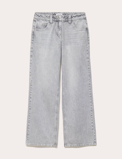 Jean droit taille basse gris femme