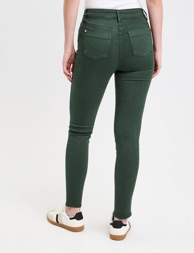 Jeans slim 5 poches vert foncé femme