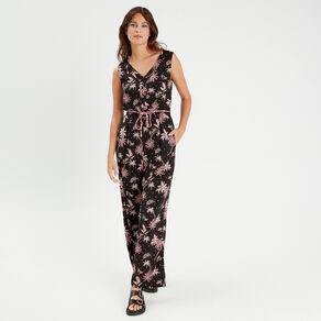 Combinaison pantalon large noir femme
