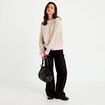 Pull ample col rond manches longues marron femme