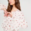 Blouse manches volants ecru femme