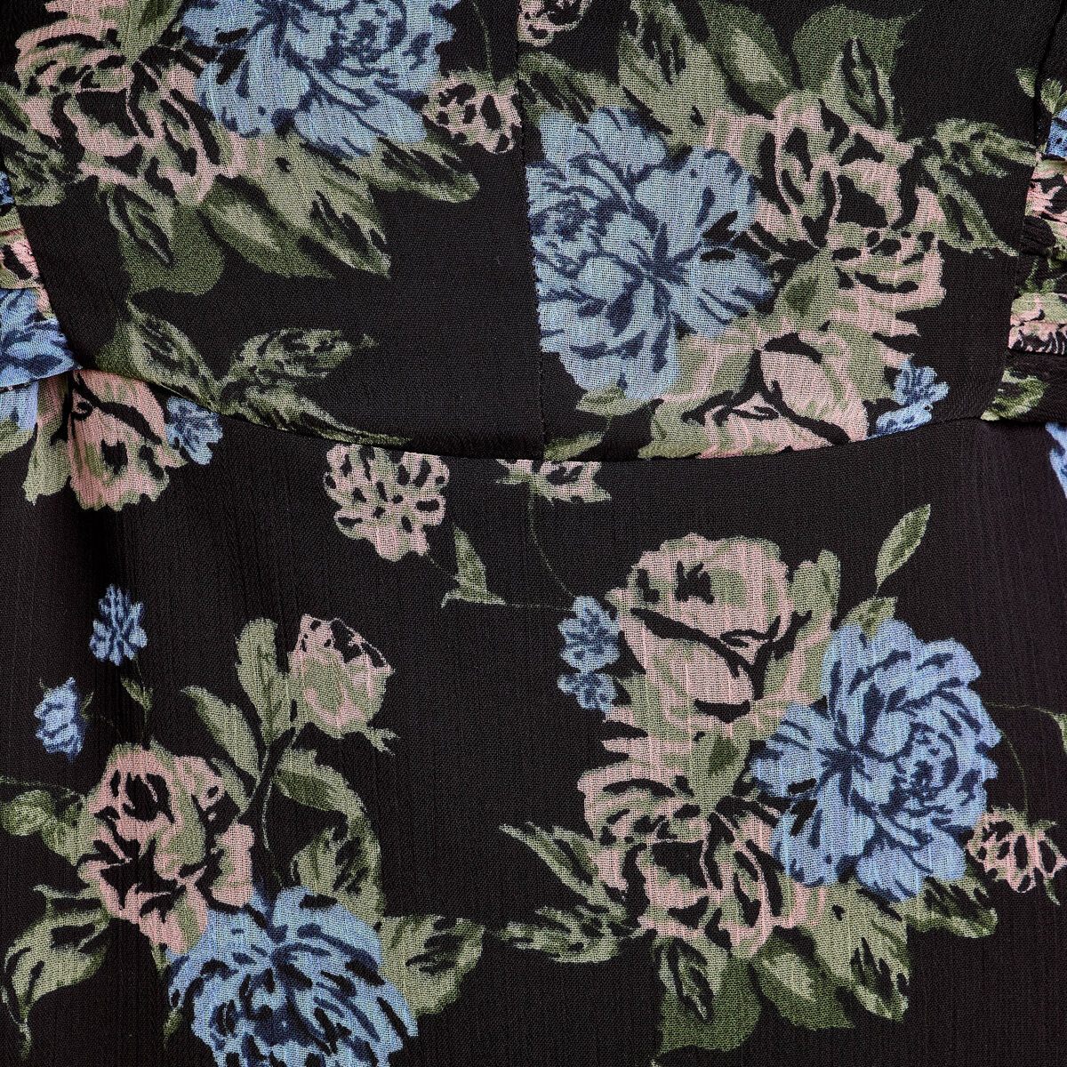 Robe évasée col v manches courtes noir femme