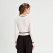 Gilet manches longues ajusté ecru femme
