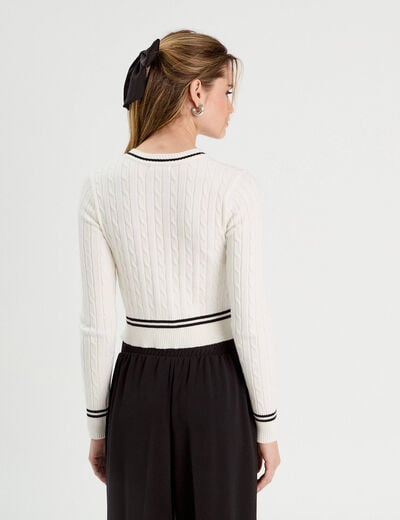 Gilet manches longues ajusté ecru femme