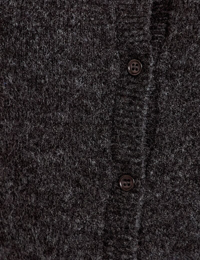 Gilet boutonn&eacute; manches longues gris fonc&eacute; femme