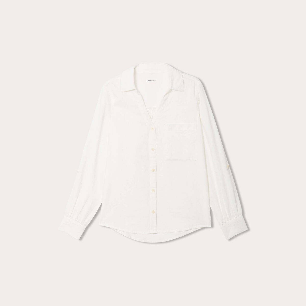 Chemise manches longues contenant du lin ecru femme