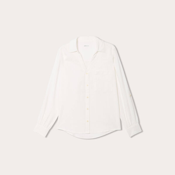 Chemise manches longues contenant du lin ecru femme