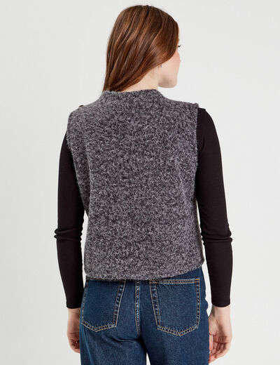 Pull sans manches gris foncé femme