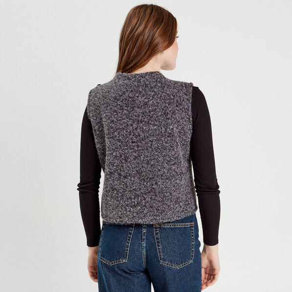 pull sans manches gris fonce femme Pull sans manches gris foncé femme