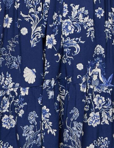 Robe courte &eacute;vas&eacute;e col chemise bleu marine femme
