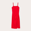 Robe longue ajustée fronces rouge femme
