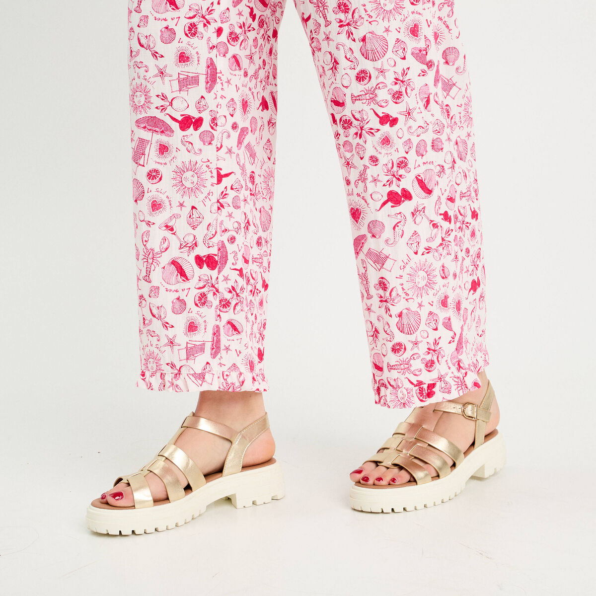Pantalon large rose fushia femme