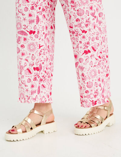 Pantalon large rose fushia femme
