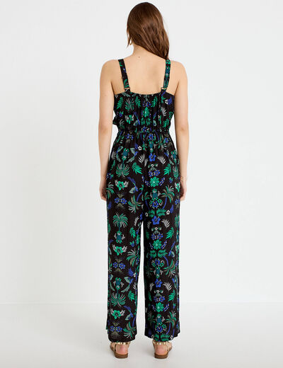 Combinaison pantalon volants noir femme