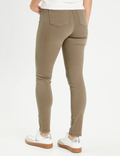 Jeans slim 5 poches vert kaki femme