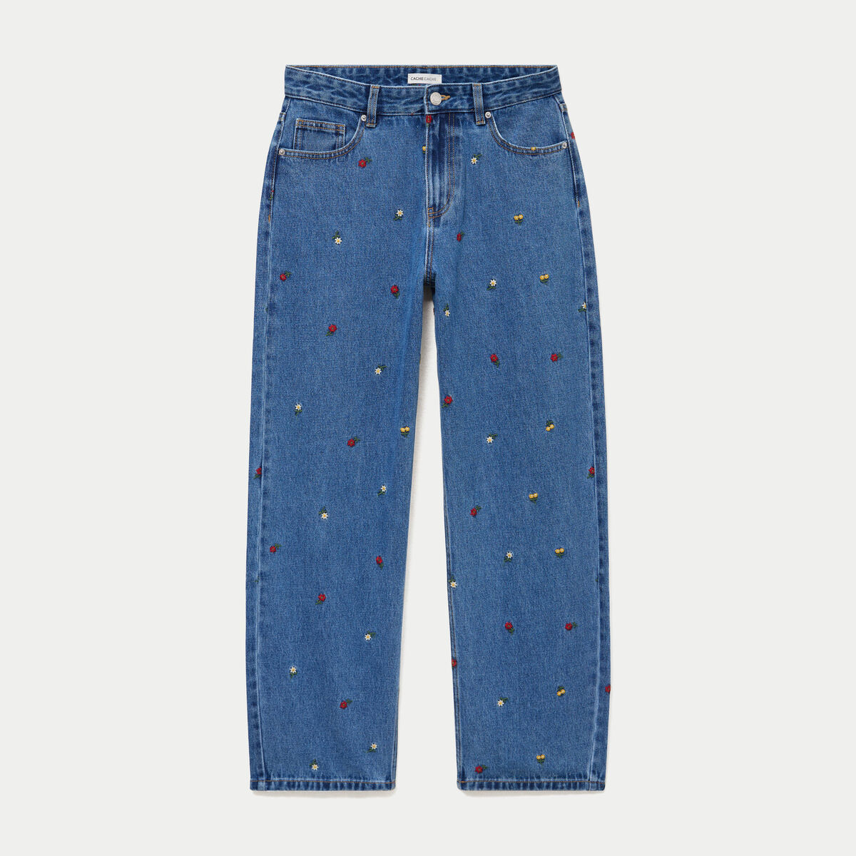 Jean avec broderie bleu femme