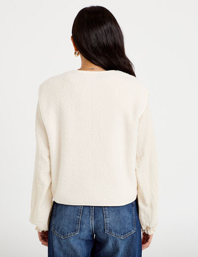 Gilet sans manches effet polaire ecru femme