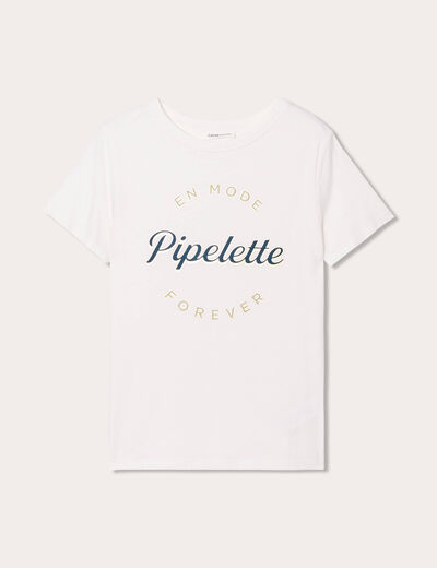 T-shirt manches courtes ecru femme
