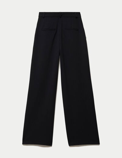 Pantalon bootcut taille haute en maille noir femme