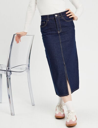 Jupe crayon taille standard denim brut femme