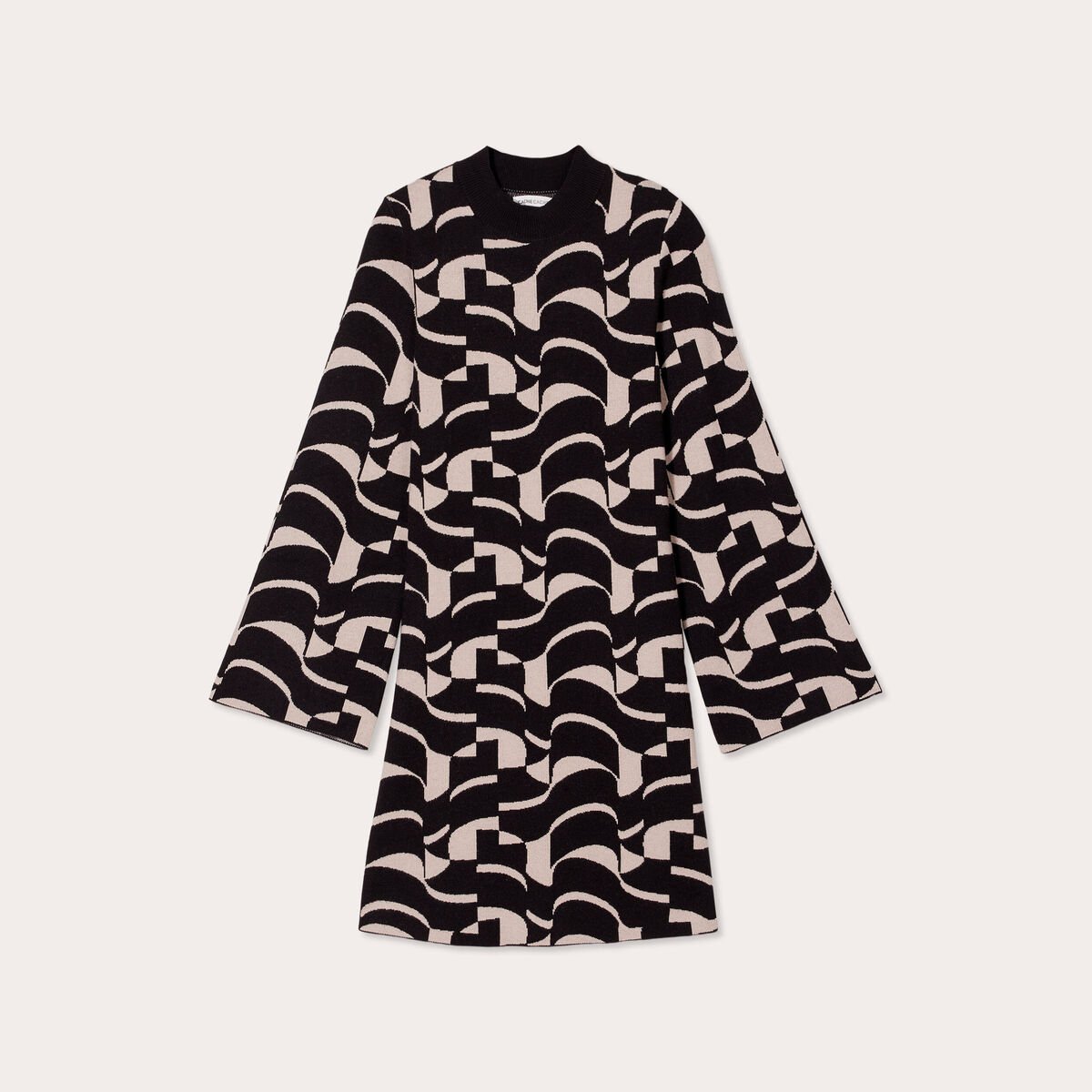 Robe pull évasée col montant blanc femme