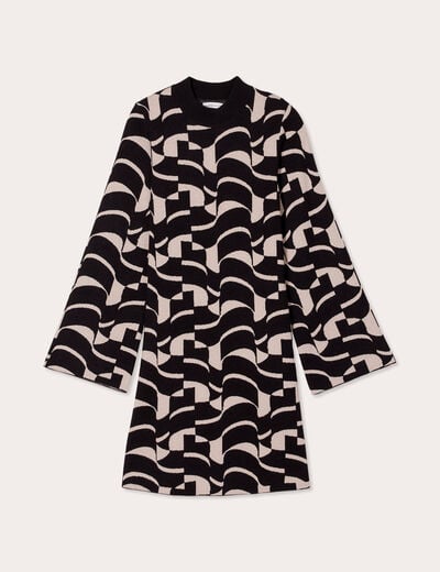 Robe pull évasée col montant blanc femme