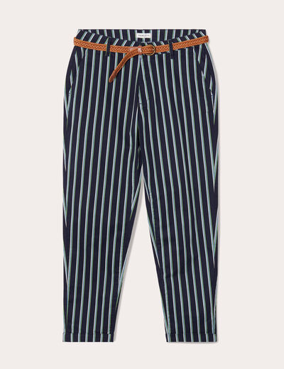 Pantalon chino slim 7/8ème bleu marine femme
