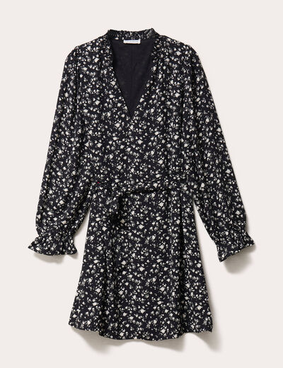 Robe droite ceintur&eacute;e blanc femme