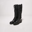 Bottes hautes plates à lacets noir femme