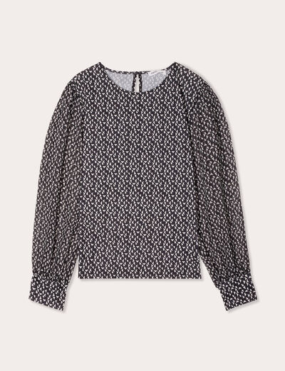 Blouse manches bouffantes noir femme