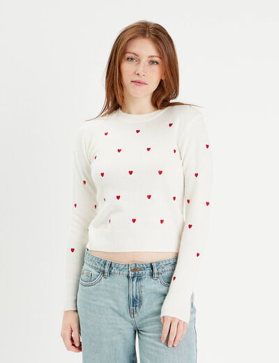 Pull manches longues rouge femme
