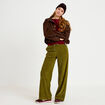 Pantalon jogging taille standard velours vert kaki femme