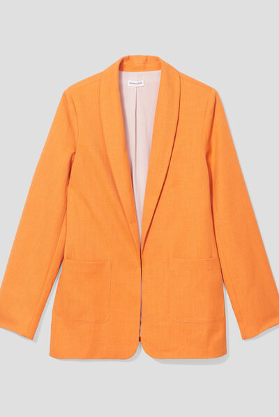 Veste esprit blazer col châle orange femme