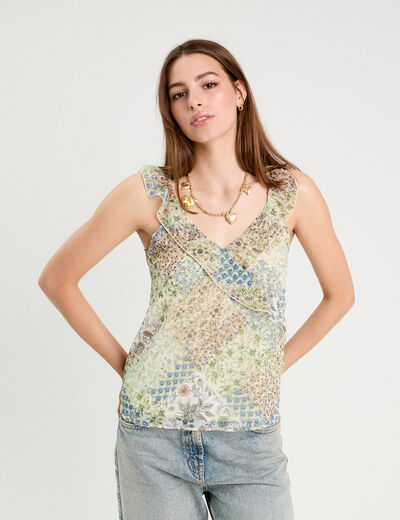 Blouse bretelles fines blanc femme