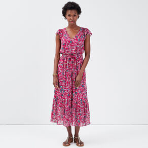 robe longue evasee ceinturee violet femme Robe longue évasée ceinturée violet femme