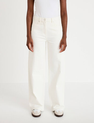 Jeans wide leg taille haute denim blanc femme