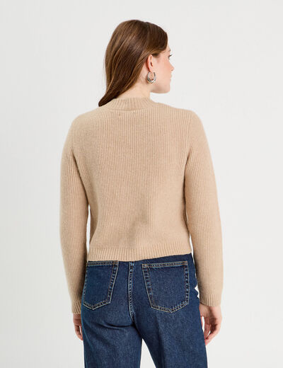 Gilet manches longues taupe femme