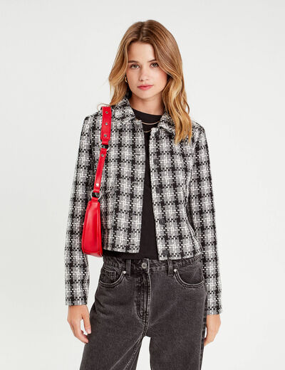 Veste droite boutonnée gris femme